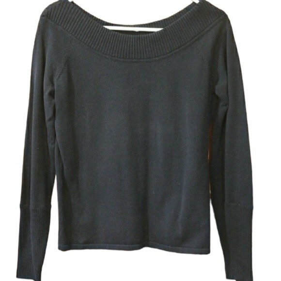 Dana Buchman Black Boat Neck Off Shoulder Sweater Cotton LG - Picture 1 of 11
